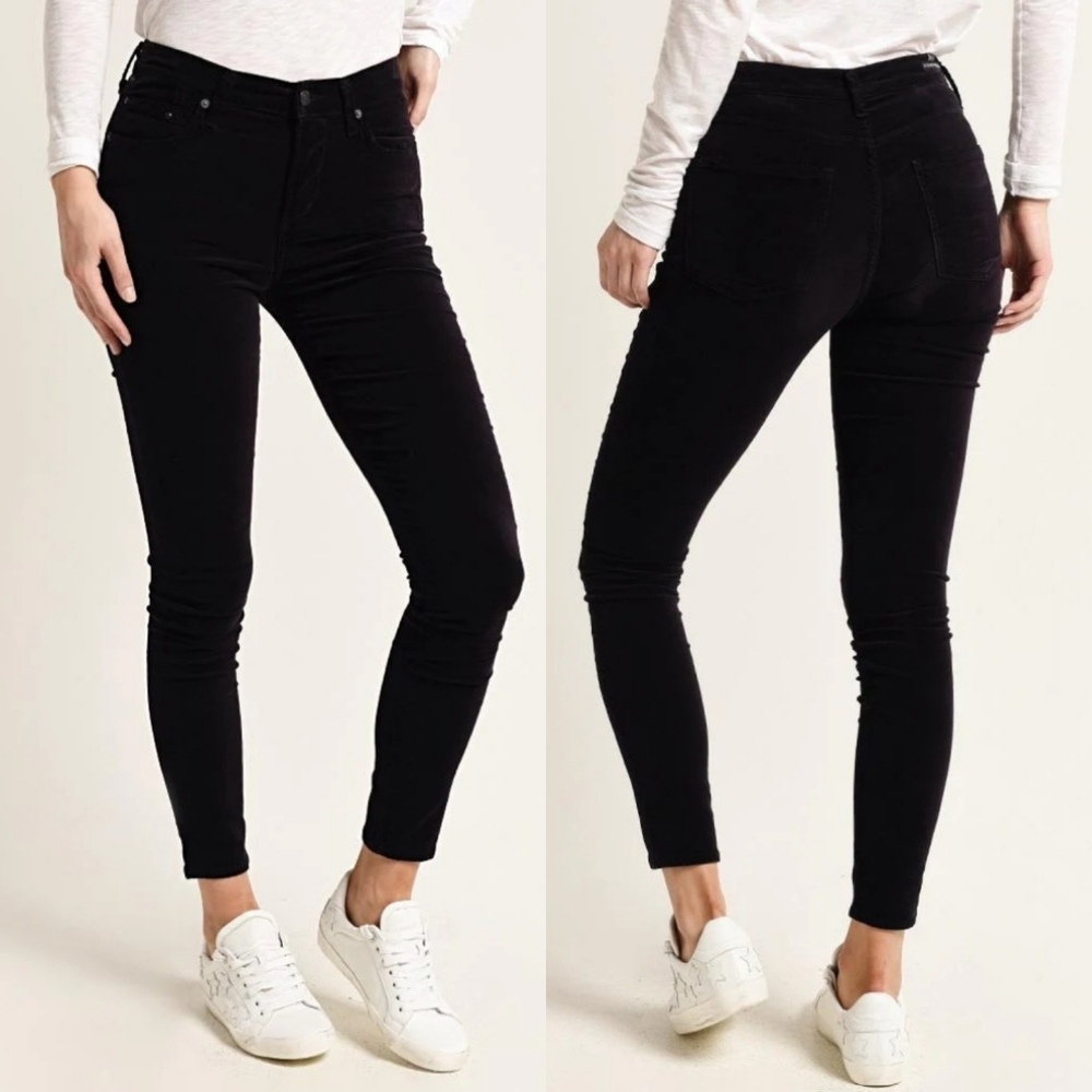 Citizens of Humanity "Rocket" High Rise Skinny Velour Black Pant Jean | Size 26